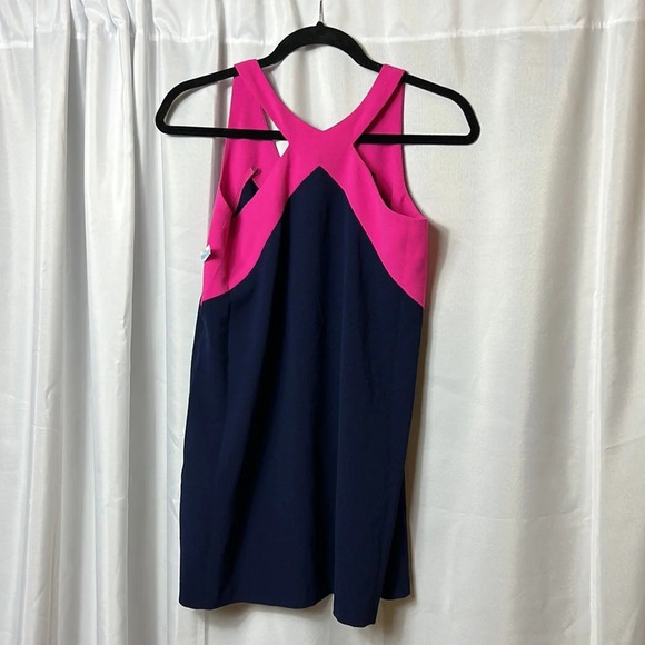 Felicity & Coco Navy Pink Sleeveless Shift Dress Small Petite SP Colorblock - Picture 5 of 6